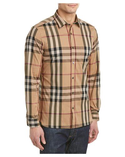 burberry brit men's long sleeve check shirt carmel|burberry shirts for men.